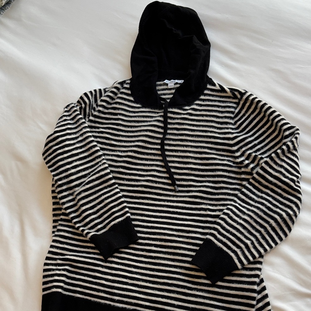 Chico's Black and White Striped Sweater Sz 3